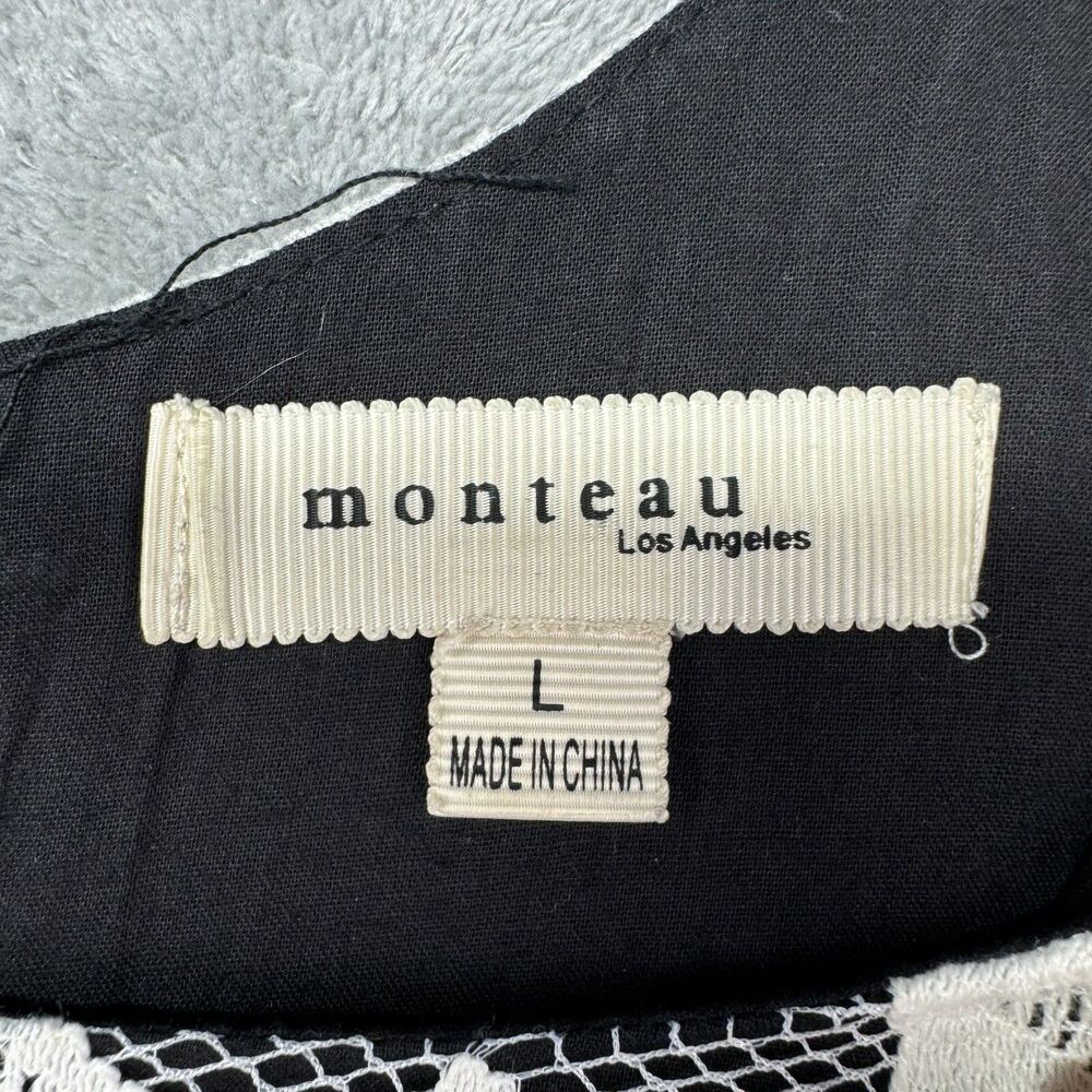 Monteau Dress Women's Large White Black Sleeveless Mini Preppy Work Lace Formal - Picture 5 of 16